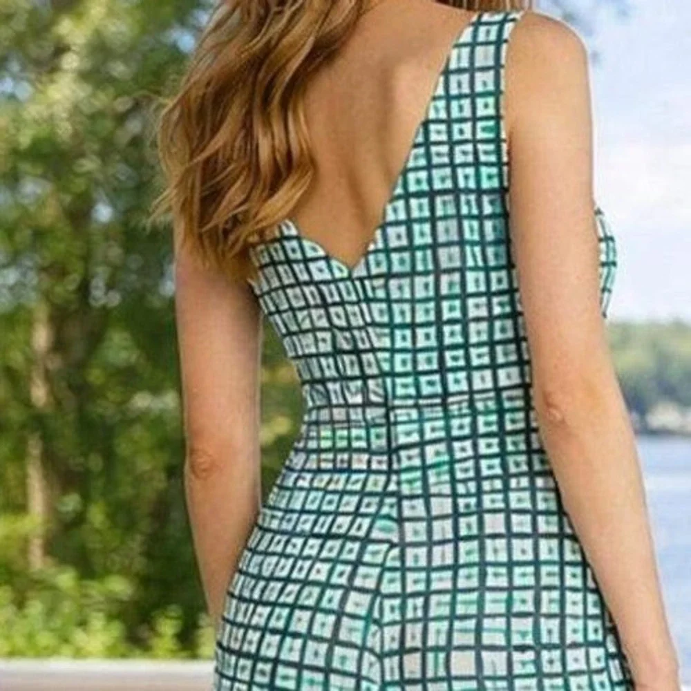 Kate Spade NY Tatiana Blue Green Peplum Check Top Shirt Blouse S cotton preppy